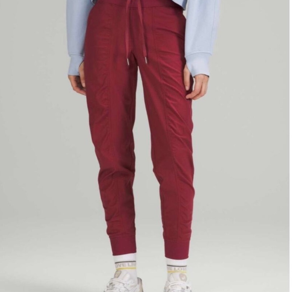 EUC Lululemon Dance Studio Mid-Rise Jogger Mulled Wine Burgundy- Size 8